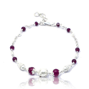 Red Beads Silver 925 Bracelet