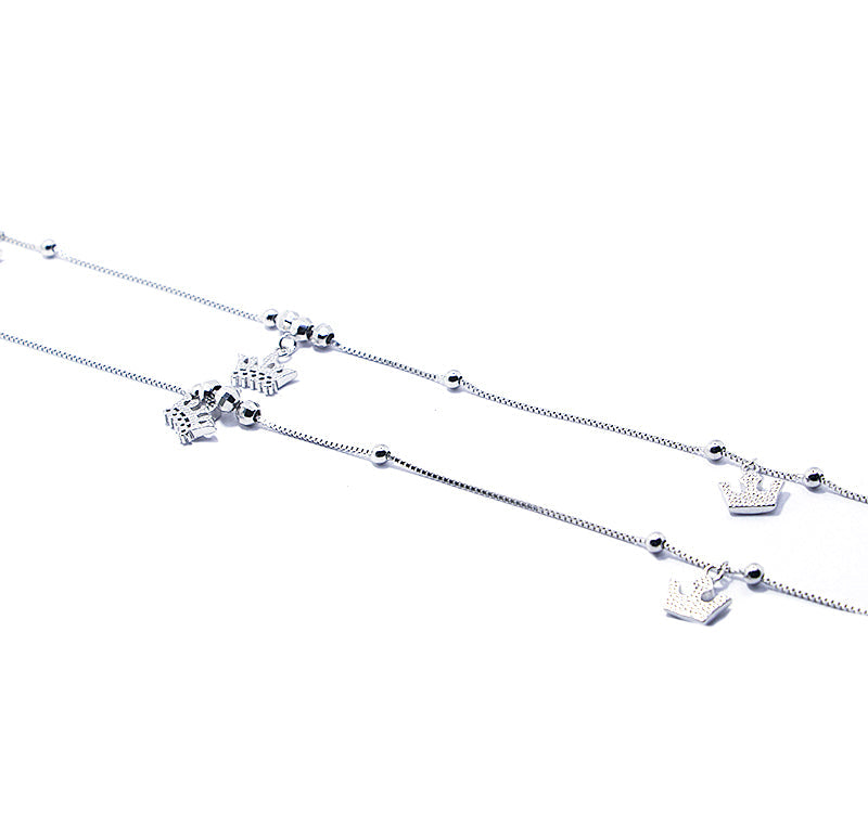 Crown Charms Silver 925 Anklet