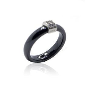 Cube Ceramic Silver 925 Ring