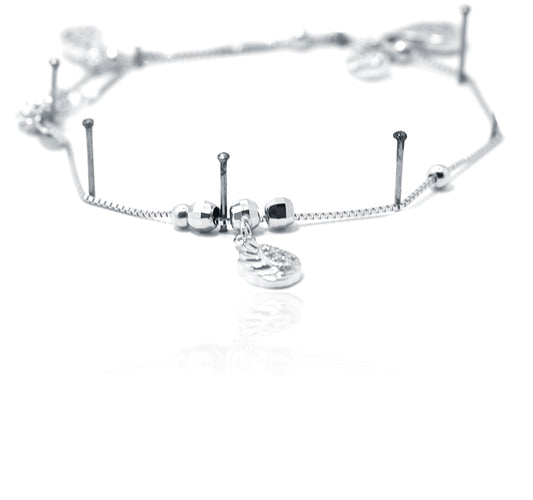 Dangling Wings Silver 925 Anklet