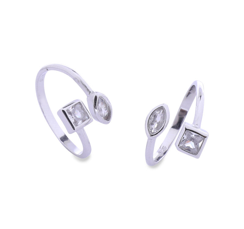 Square and Leaf Silver 925 Toe Ring