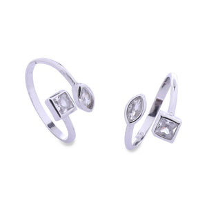 Square and Leaf Silver 925 Toe Ring