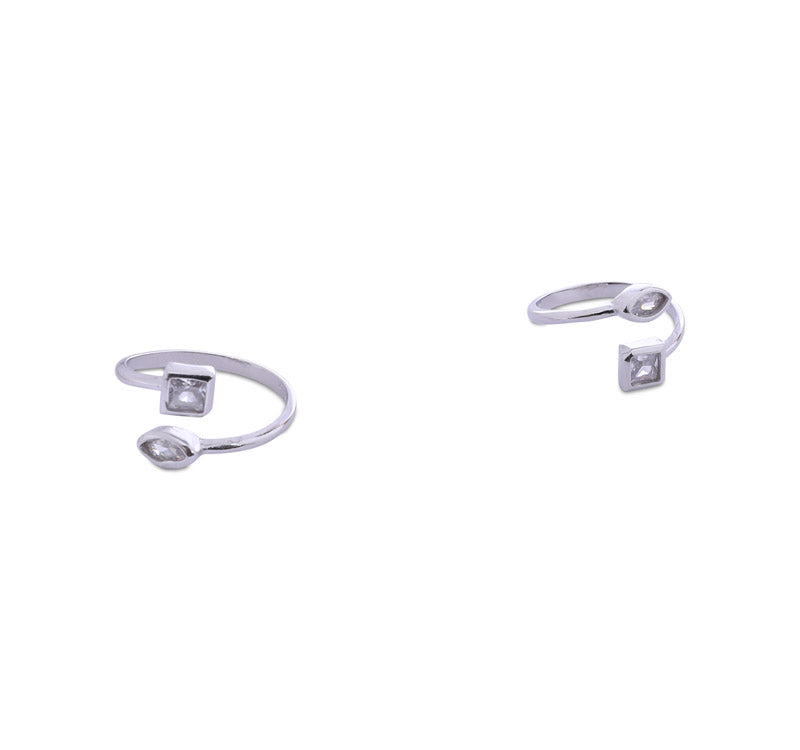 Square and Leaf Silver 925 Toe Ring