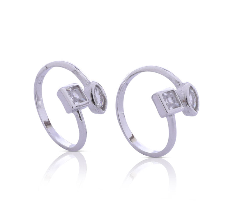 Square and Leaf Silver 925 Toe Ring