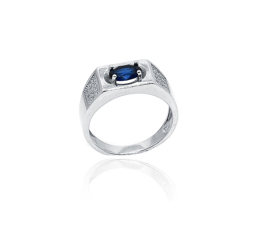 Center Blue Design Silver 925 Ring