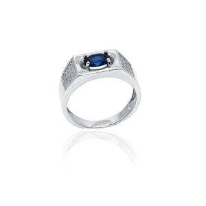 Center Blue Design Silver 925 Ring