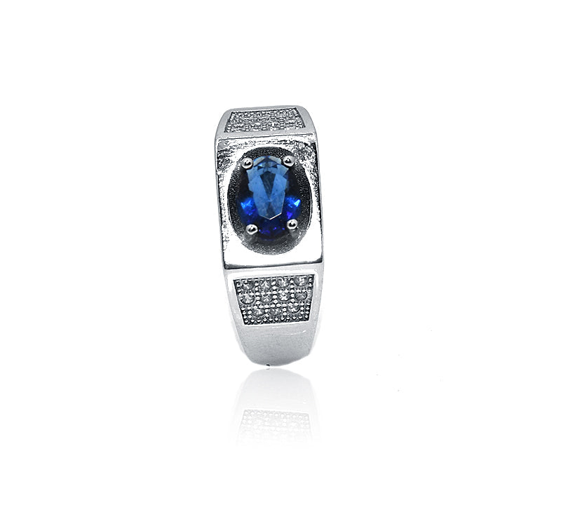 Center Blue Design Silver 925 Ring