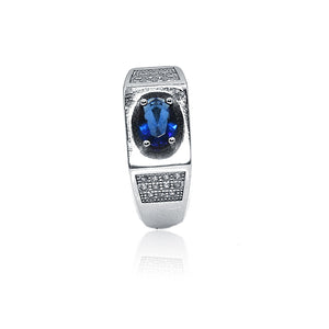 Center Blue Design Silver 925 Ring