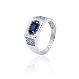 Center Blue Design Silver 925 Ring