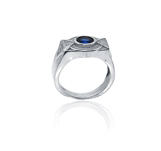 Blue Round Design Silver 925