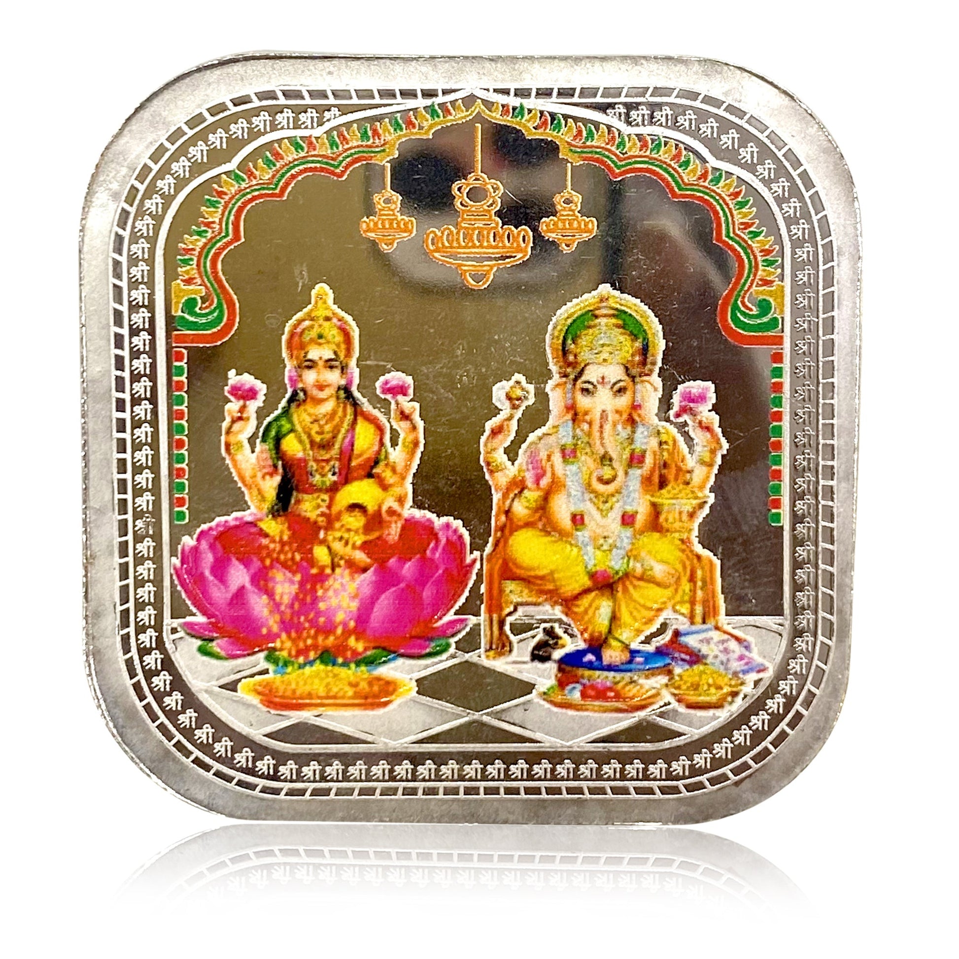 Lakshmi Ganesh Colorful 10 gm Silver Coin