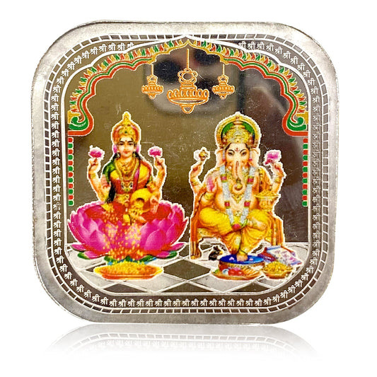 Lakshmi Ganesh Colorful 10 gm Silver Coin