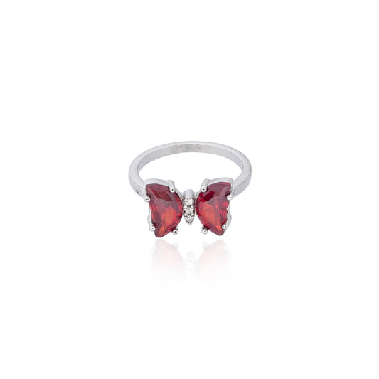 Madame Red Butterfly Silver 925 Ring