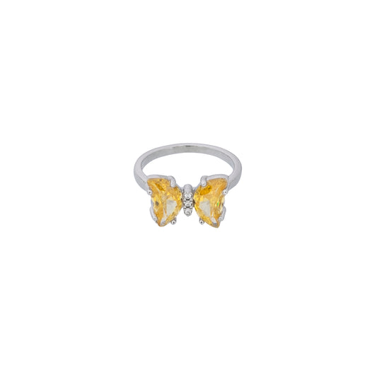 Avery Yellow Butterfly Silver 925 Ring