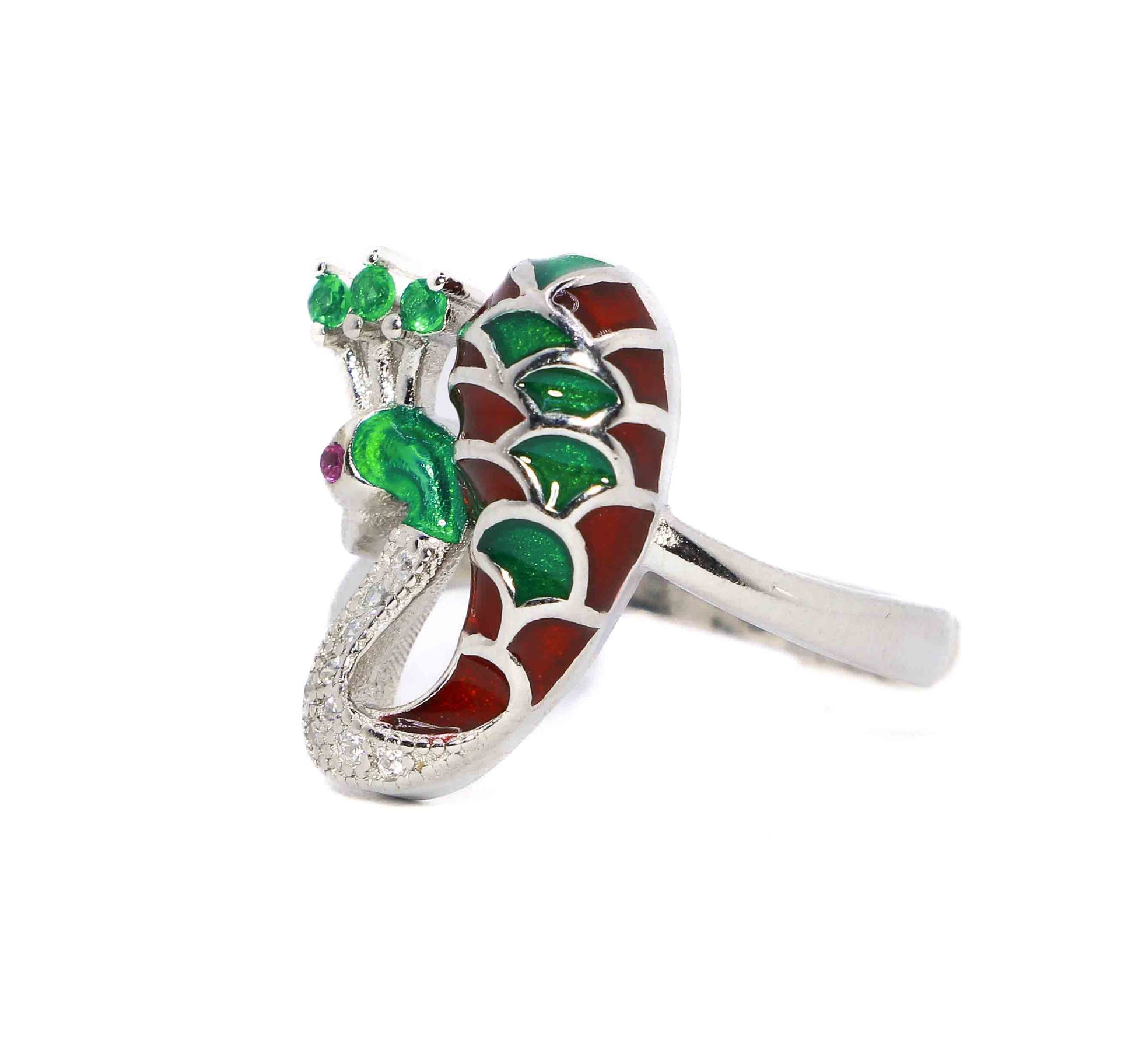 Bright Peacock Silver 925 Ring