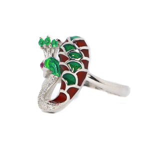 Bright Peacock Silver 925 Ring