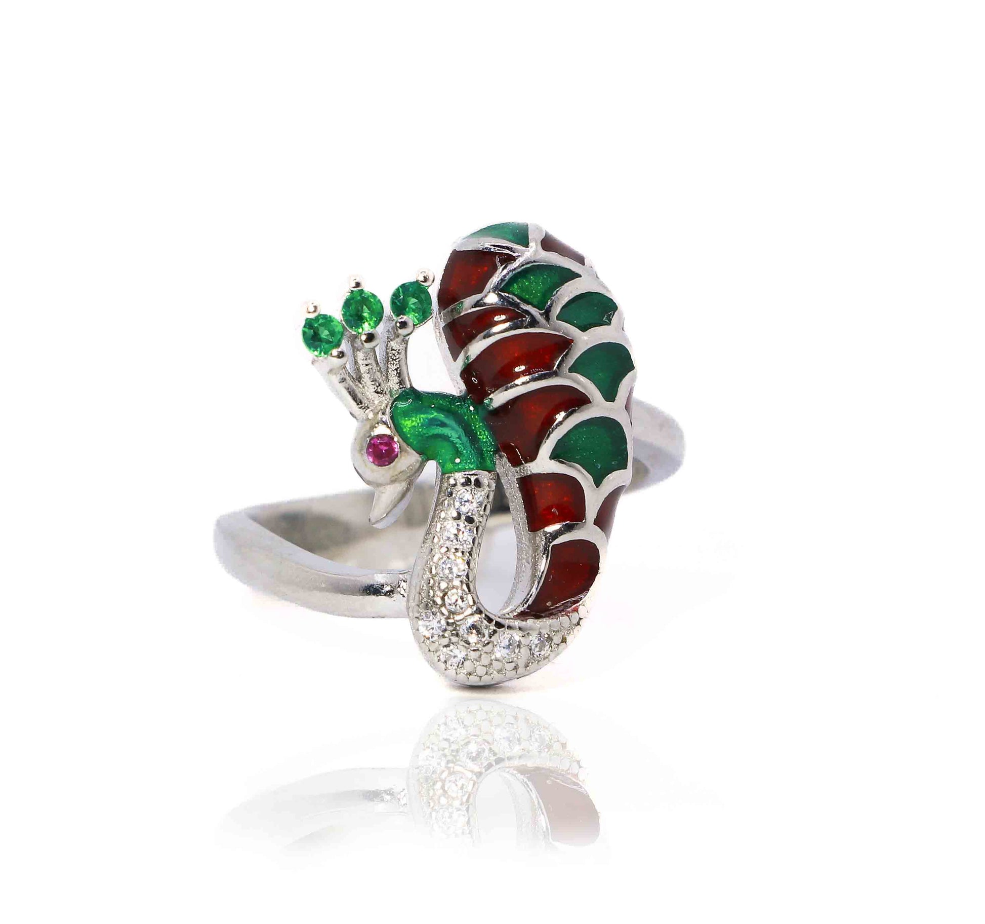 Bright Peacock Silver 925 Ring