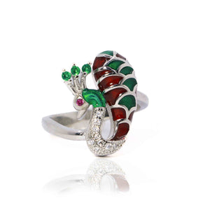 Bright Peacock Silver 925 Ring