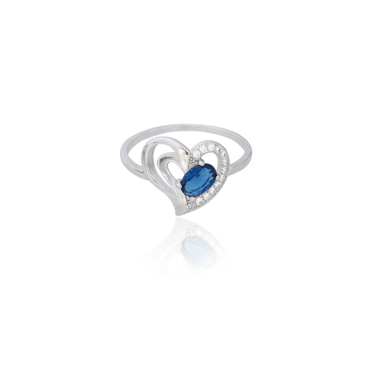 Blue Heart Silver Ring 925