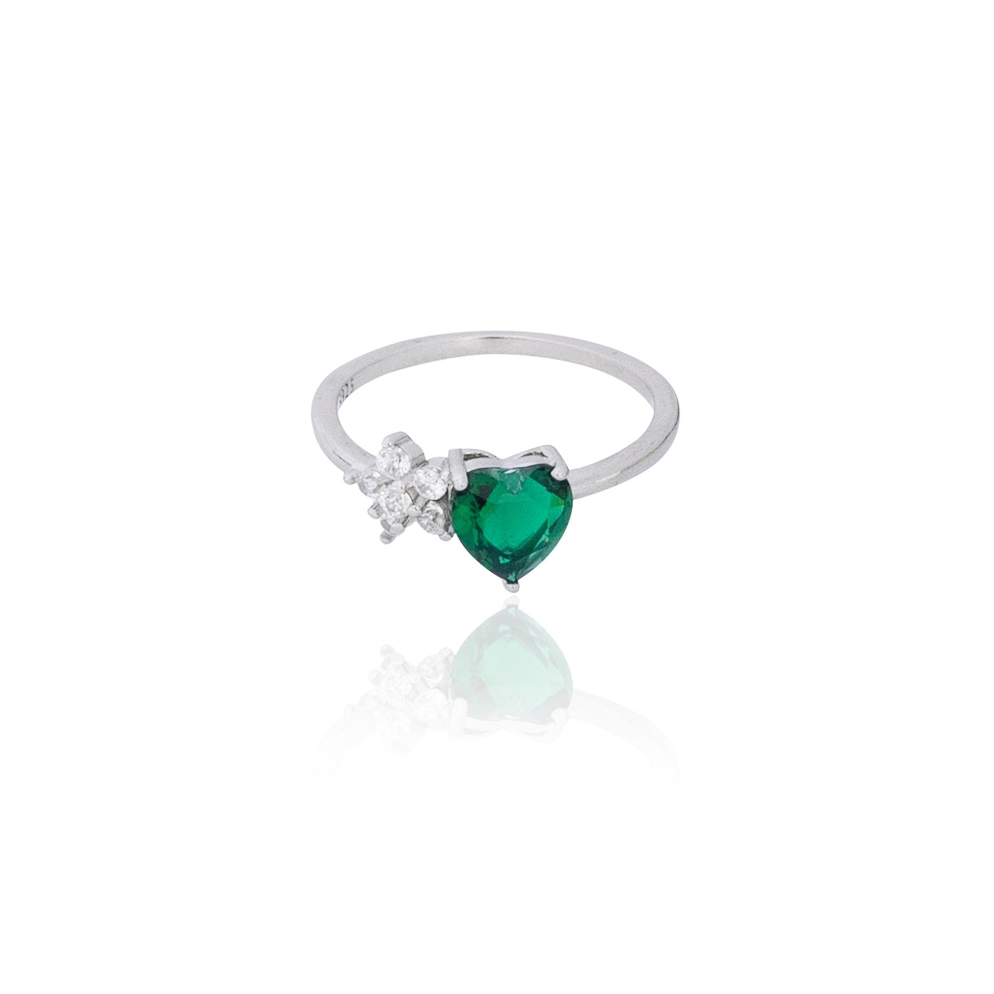 The Green Heart Silver Ring 925