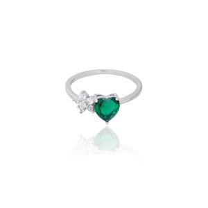 The Green Heart Silver Ring 925