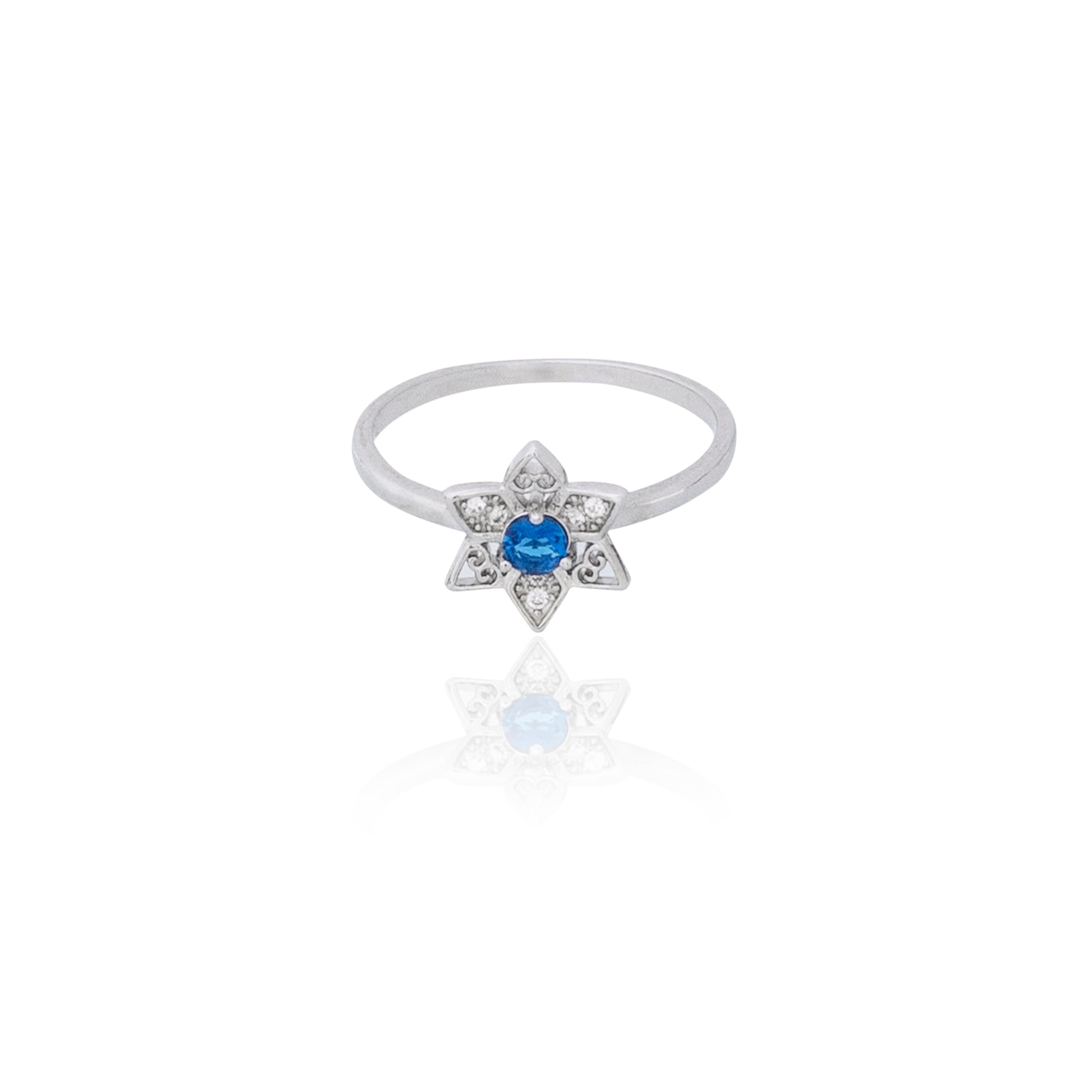 Blue Flower Silver Ring 925