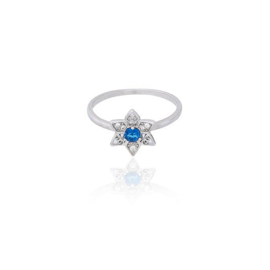 Blue Flower Silver Ring 925