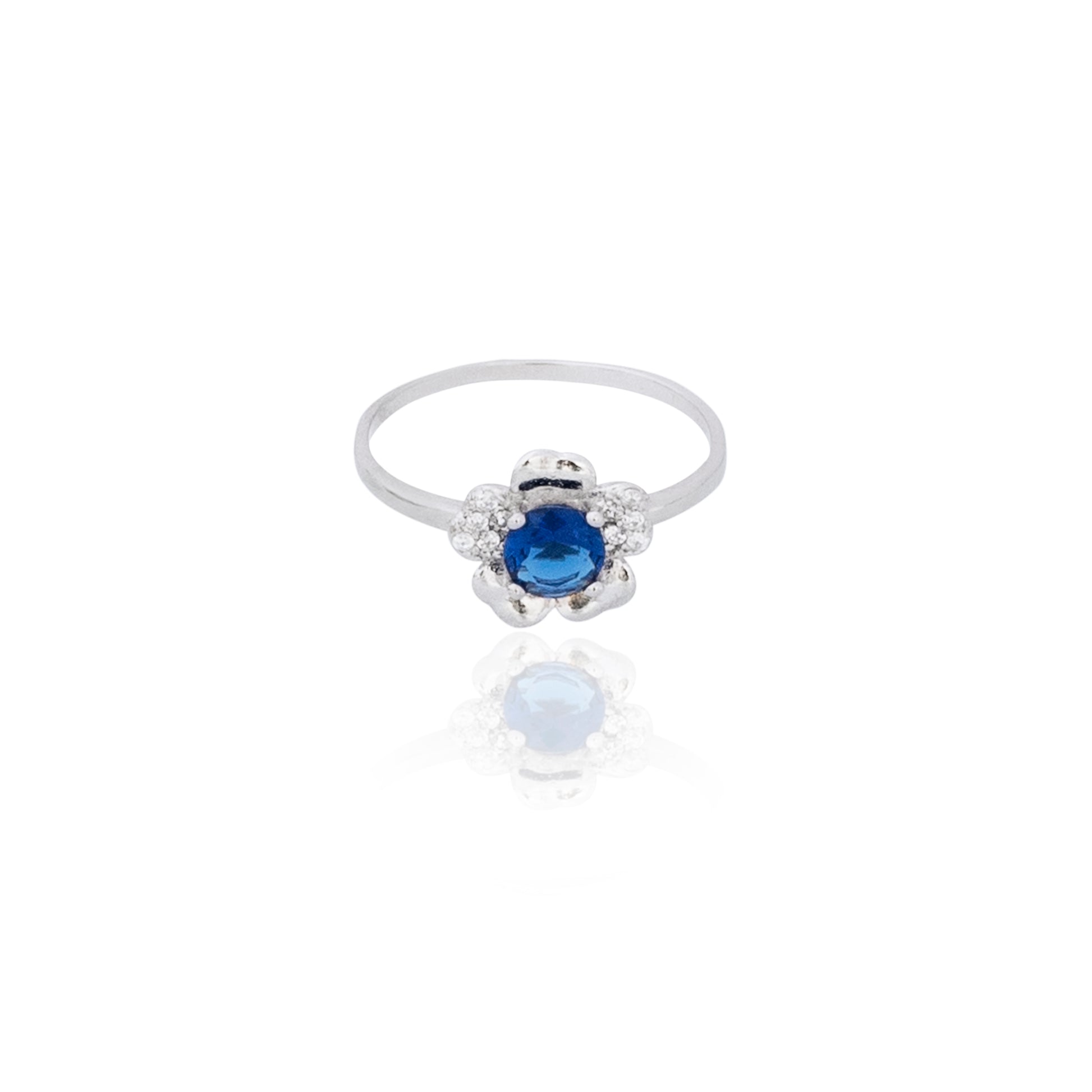 Yellow Chimes Blue Rich Royal Austrian Crystal Sterling Silver Plated Adjustable Ring for Women