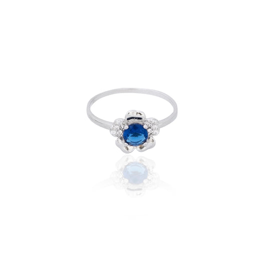 Yellow Chimes Blue Rich Royal Austrian Crystal Sterling Silver Plated Adjustable Ring for Women