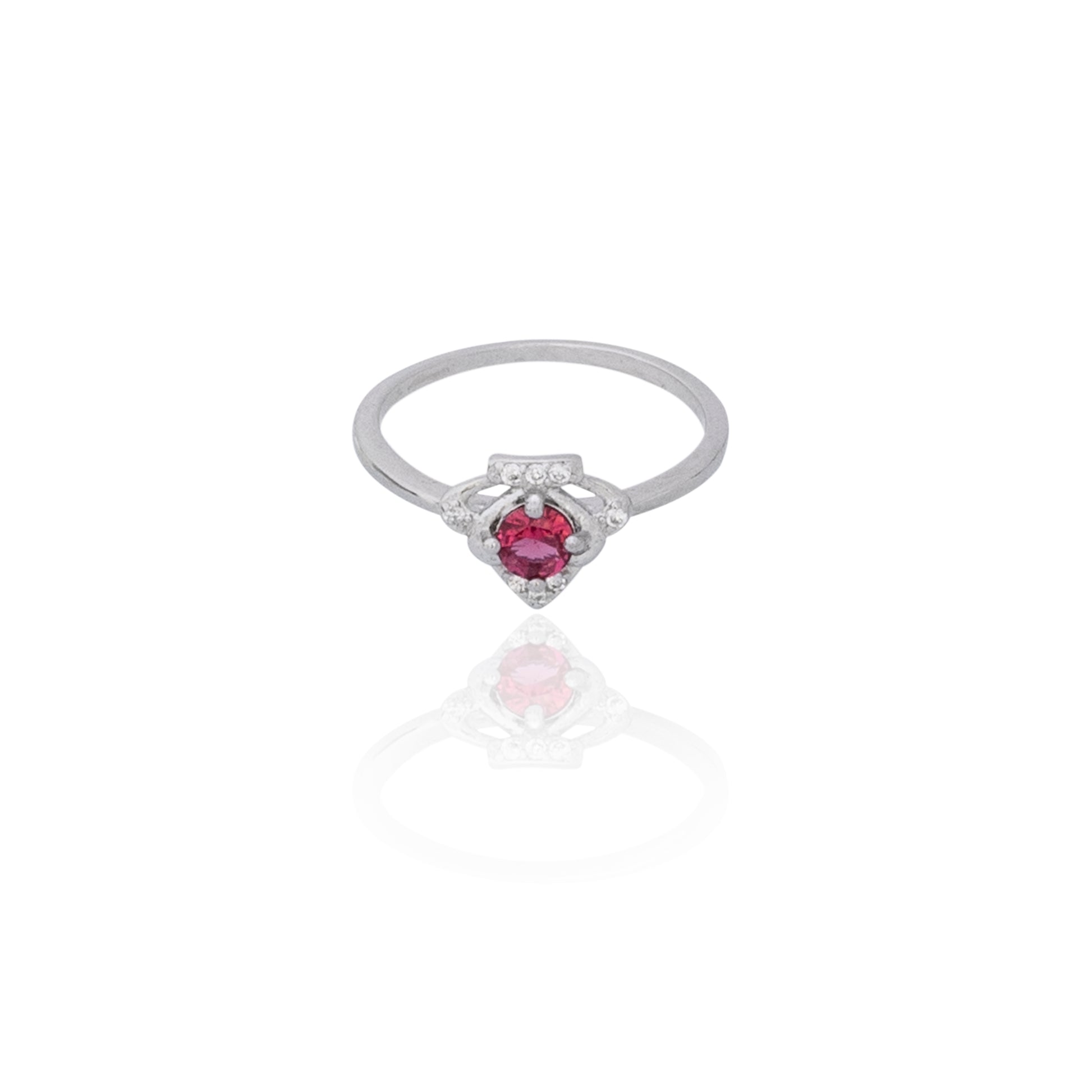 Fashion Women 925 Silver Red Cubic Zircon Ring  Wedding Bride Jewelry