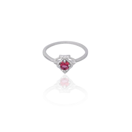 Fashion Women 925 Silver Red Cubic Zircon Ring  Wedding Bride Jewelry