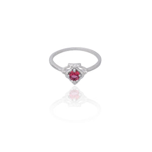 Fashion Women 925 Silver Red Cubic Zircon Ring  Wedding Bride Jewelry