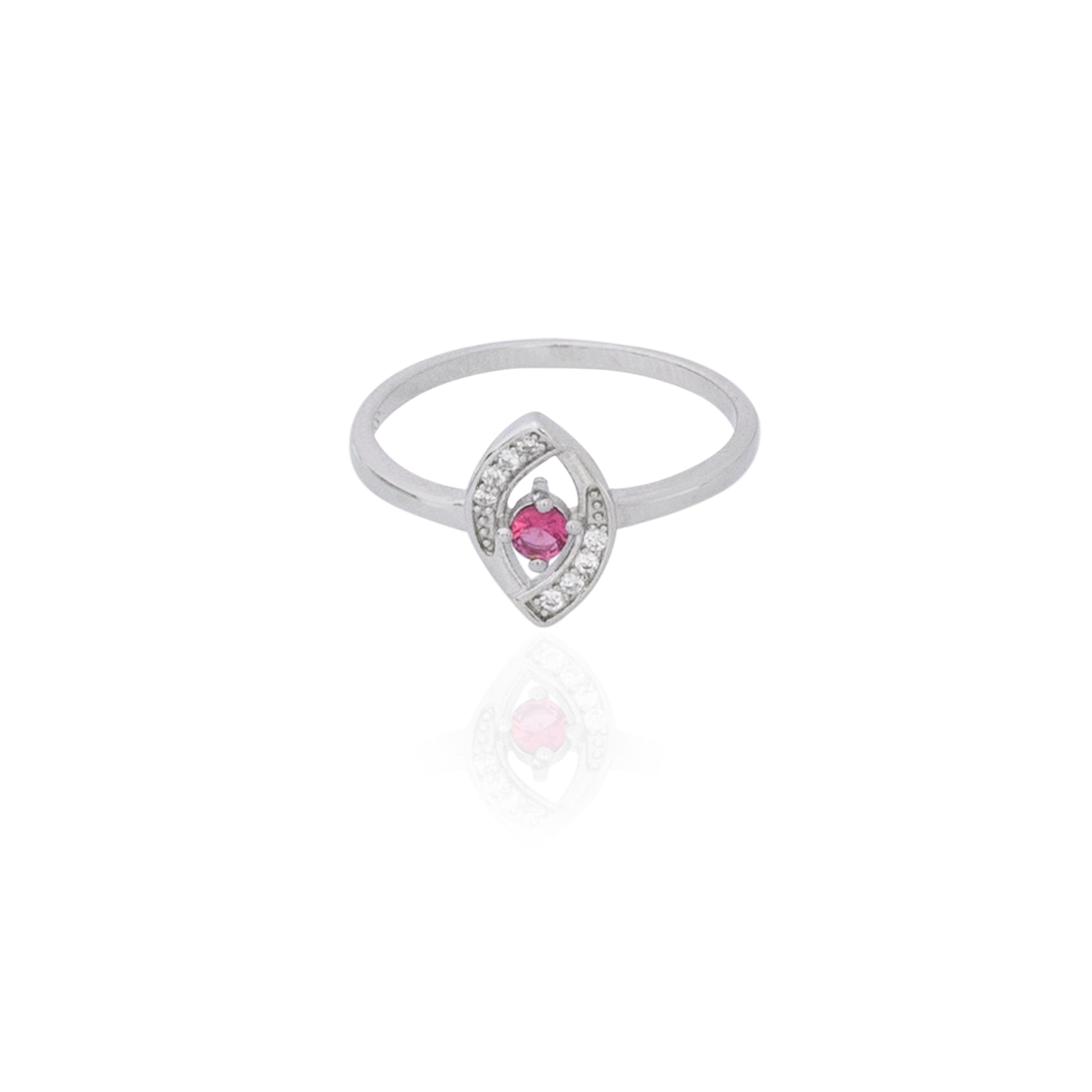 Fashion Women 925 Silver Red Stone Nag Ring