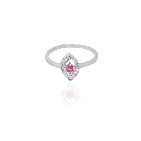 Fashion Women 925 Silver Red Stone Nag Ring