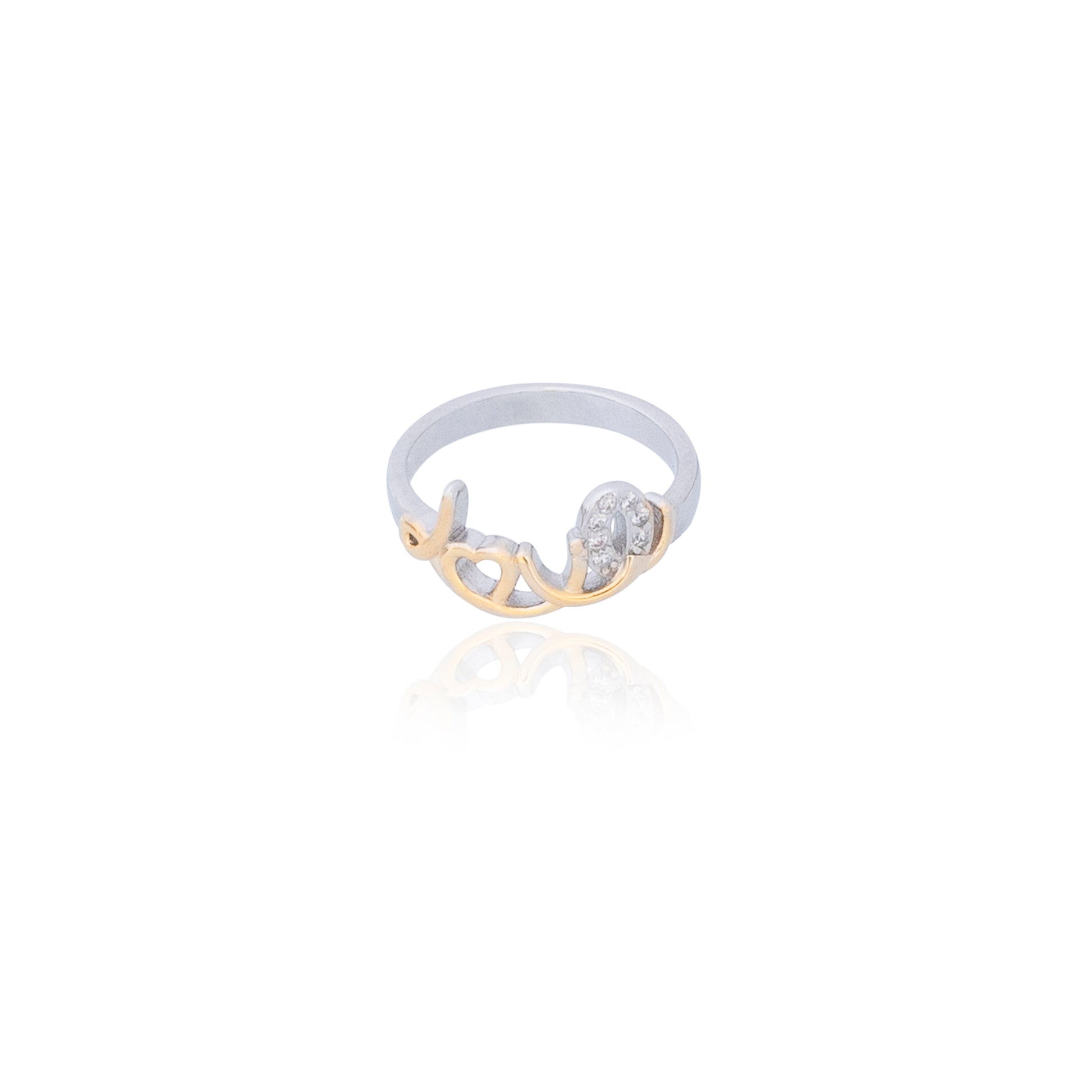 Love Heart Diamond Studded Alloy, Brass Cubic Zirconia Rhodium Plated Ring