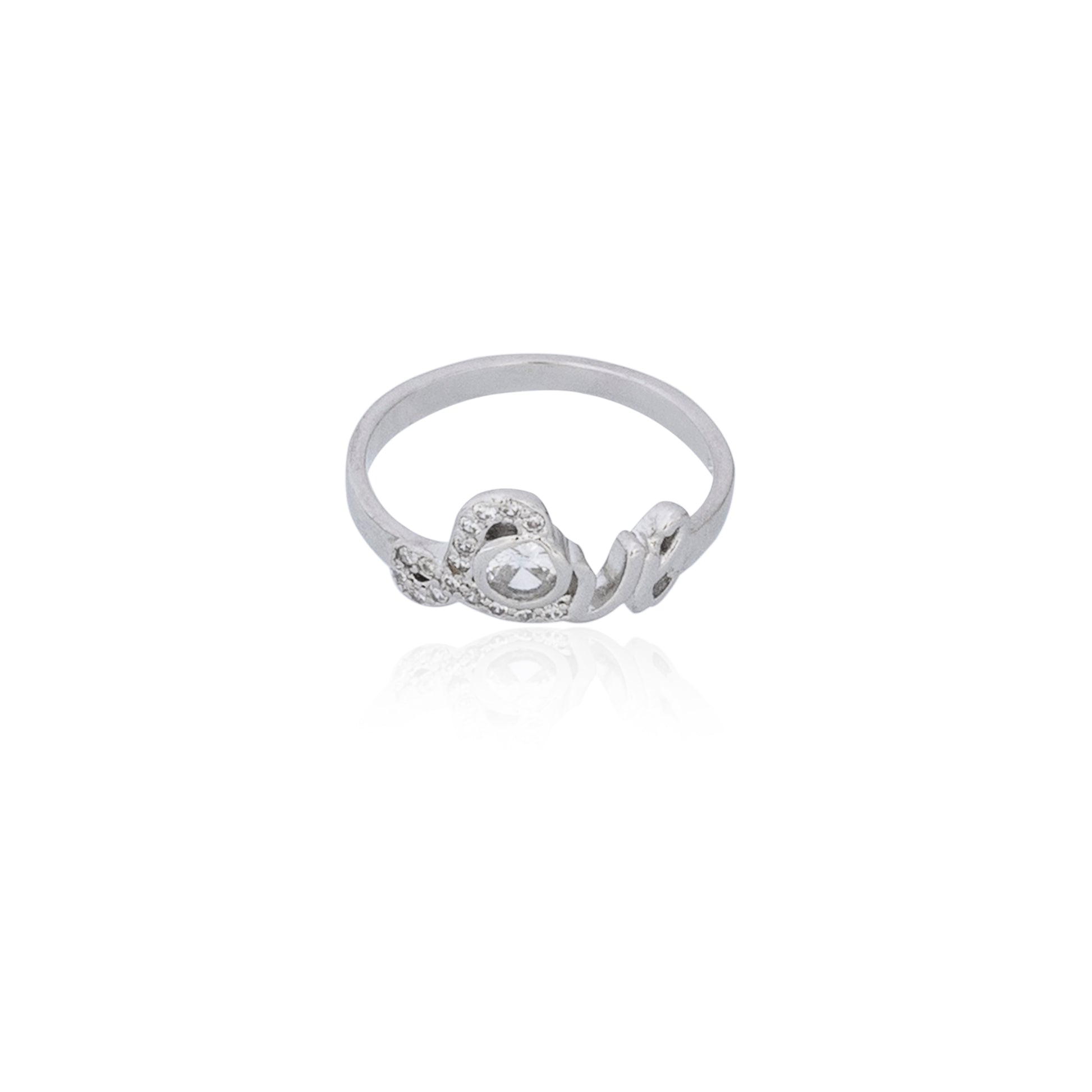 Lady Touch Silver Plated High Grade Crystal Love Ring For Engagement Ring