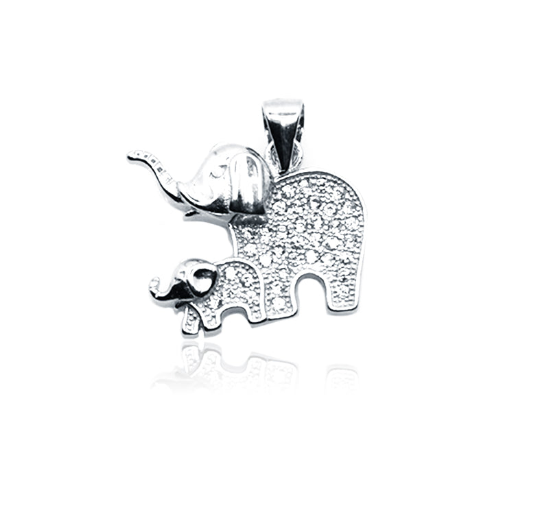 925 Sterling Silver Diamond Elephant Pendant  for Women