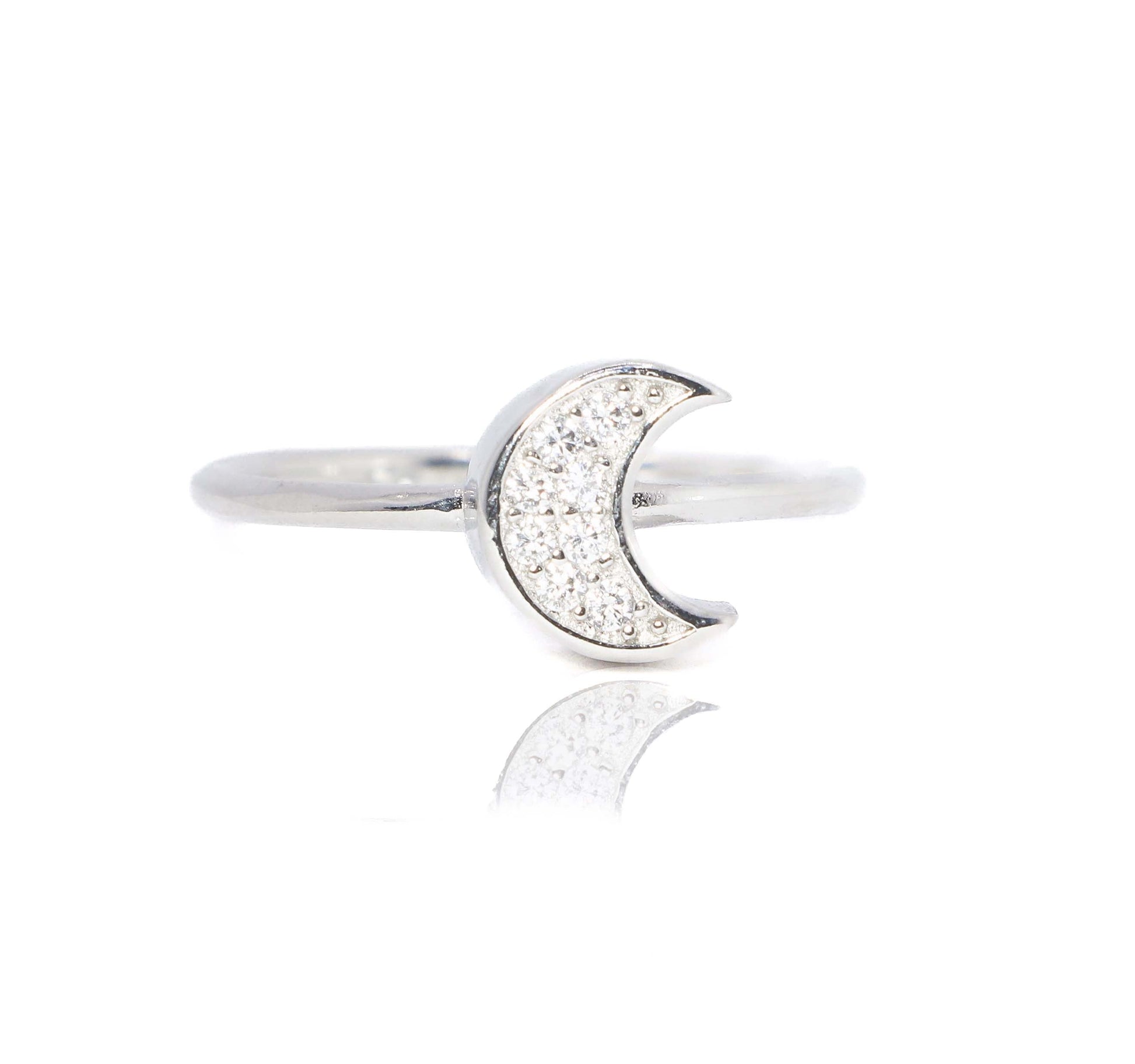 Sterling Silver Ring - Open Crescent Moon Ring