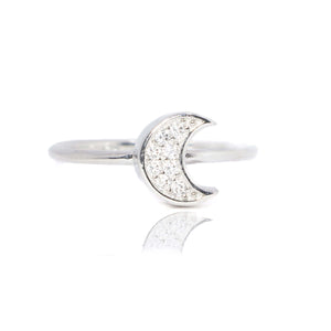 Sterling Silver Ring - Open Crescent Moon Ring