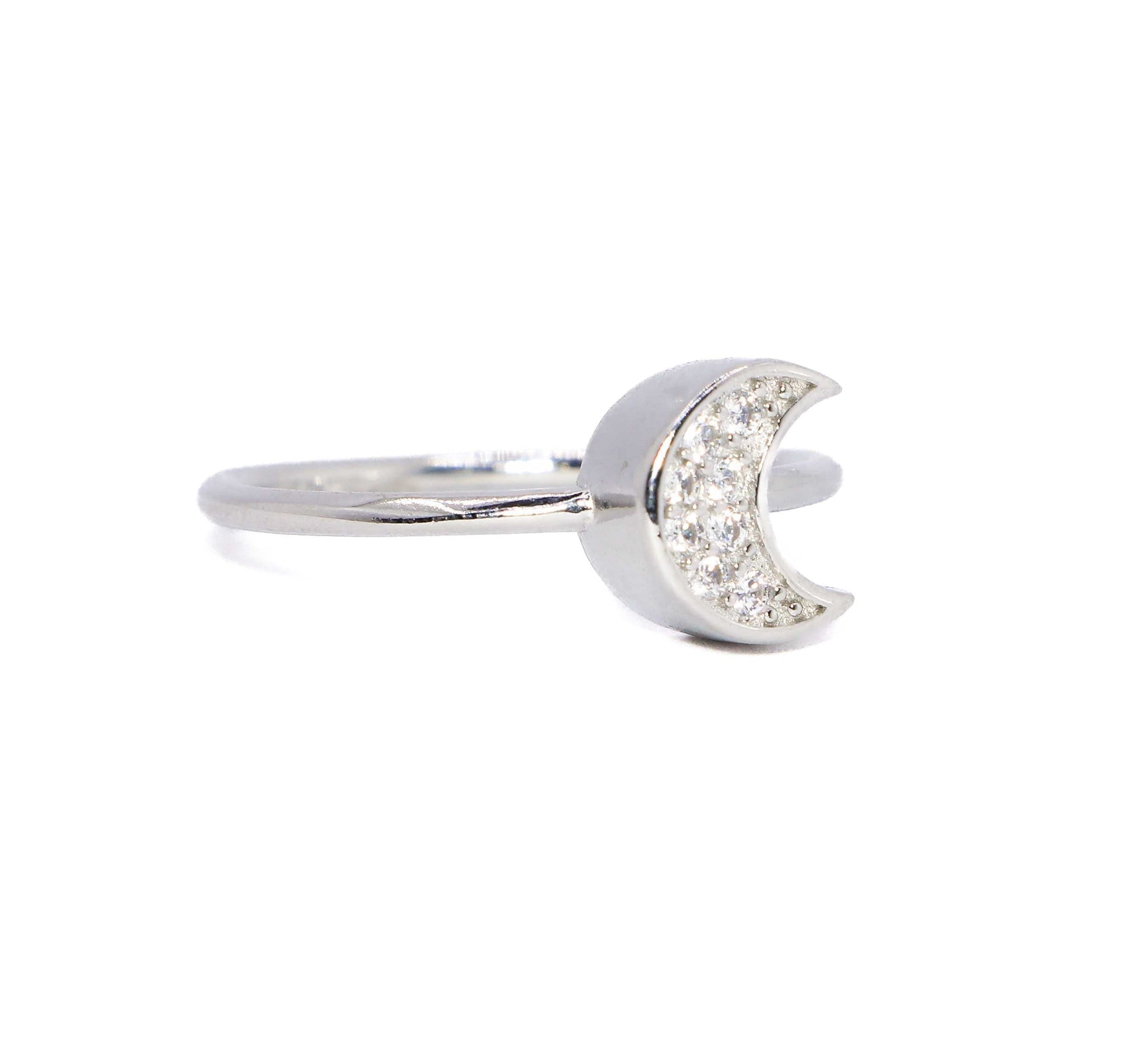 Sterling Silver Ring - Open Crescent Moon Ring