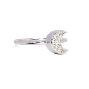 Sterling Silver Ring - Open Crescent Moon Ring