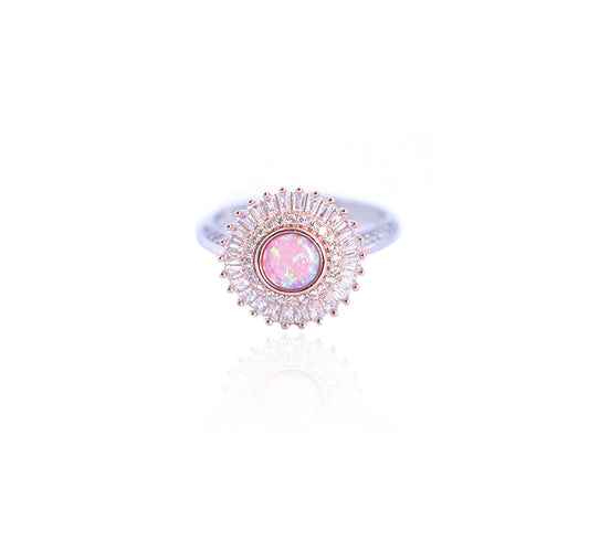 Pink Stone Silver Ring