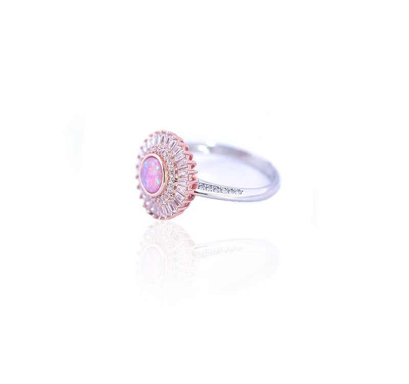 Pink Stone Silver Ring