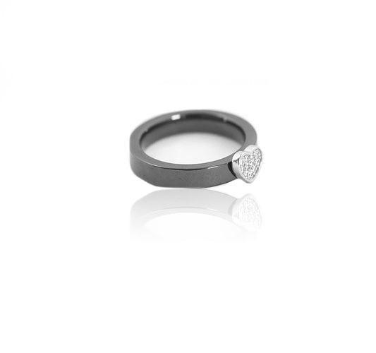 Black Harts Ceramic Silver 925 Ring