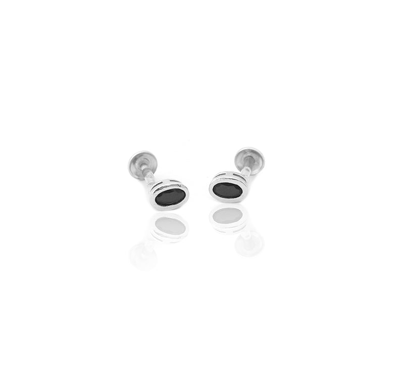 Earring Studs Black Stone