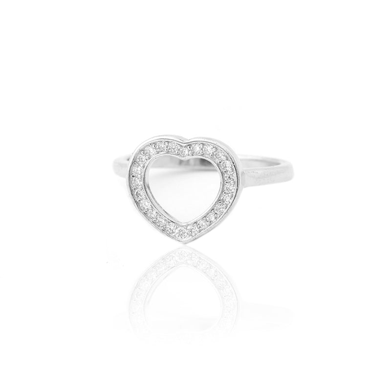 Diamond Accent Interlocking Double Hearts Ring in Sterling Silver