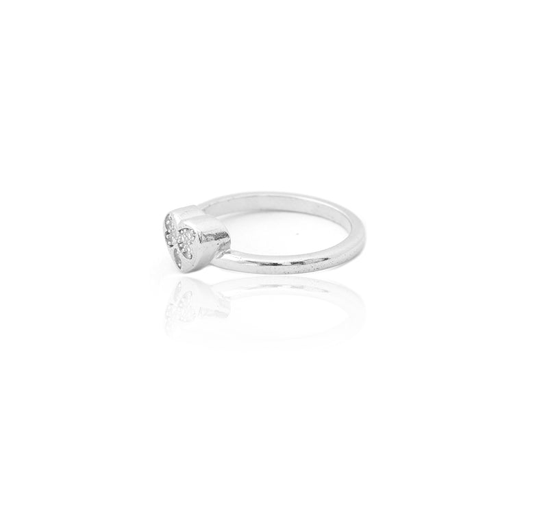 Diamond Accent Interlocking Double Hearts Ring in Sterling Silver