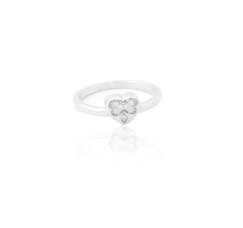 Diamond Accent Interlocking Double Hearts Ring in Sterling Silver