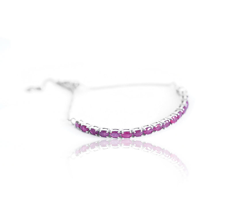 Stunning Red Garnet Baguette Gemstone Bracelet - 925 Sterling Silver Designer Women Bracelet