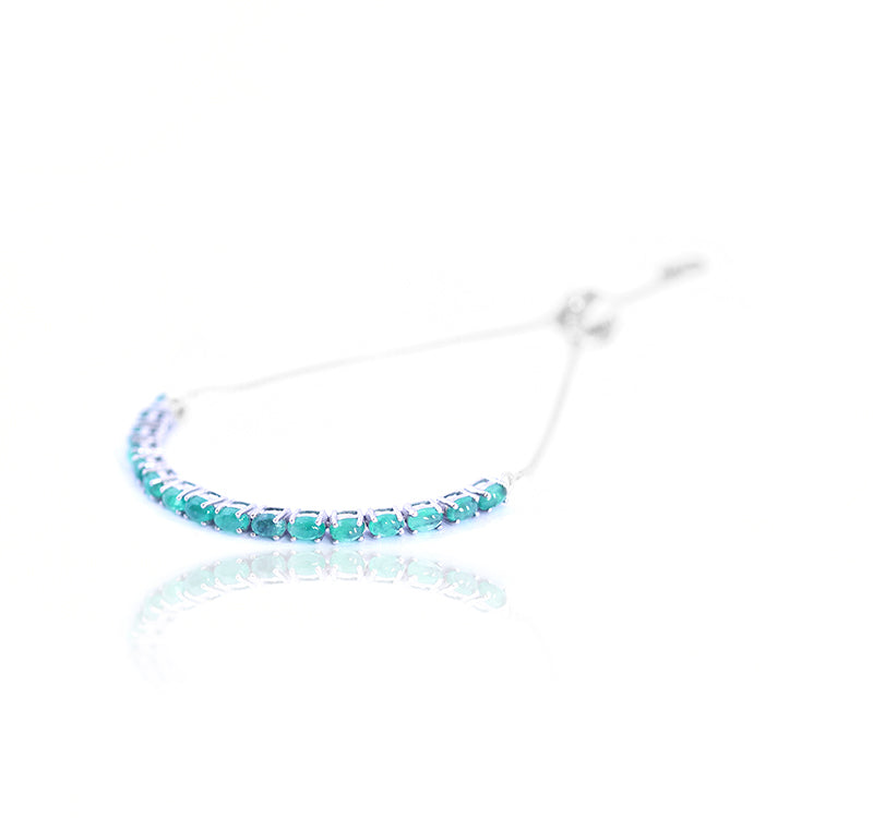 Natural Emerald Bracelet, 925 Sterling Silver, Emerald Tennis Bracelets